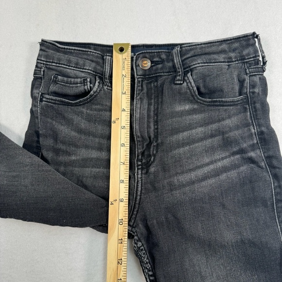 Hollister Super Skinny Crop Jeans Womens Size 1/25 Black Wash High Rise - Picture 10 of 13